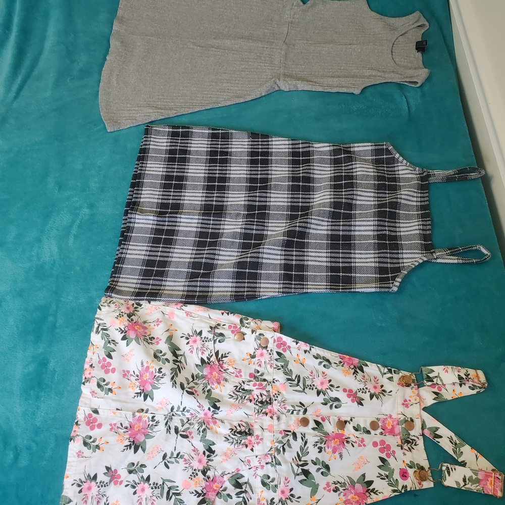 Trendy Dress Trio in Gray, Plaid, and Floral